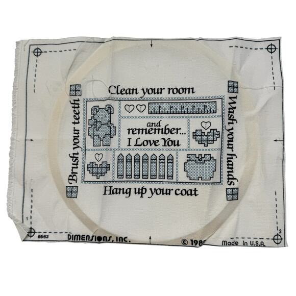 Vintage DIMENSIONS Kids Rules Stamped Cross Stitch Kit #6562 Opened *READ* 1989 - Picture 4 of 4